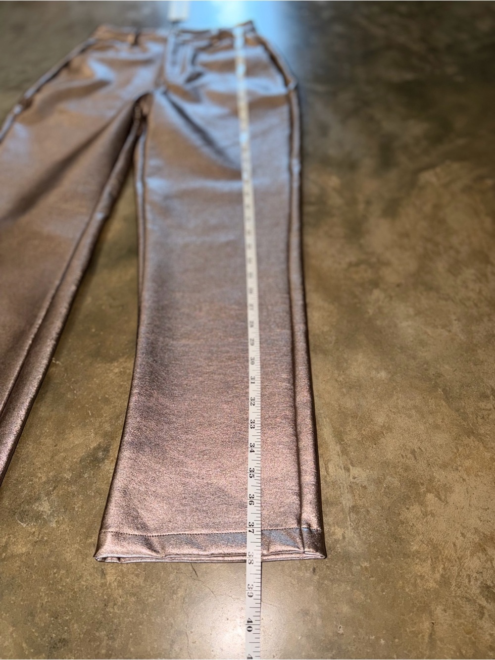 NWT Pretty Garbage Metallic Faux Leather Straight Leg Pants Rose Bronze S - Picture 5 of 12